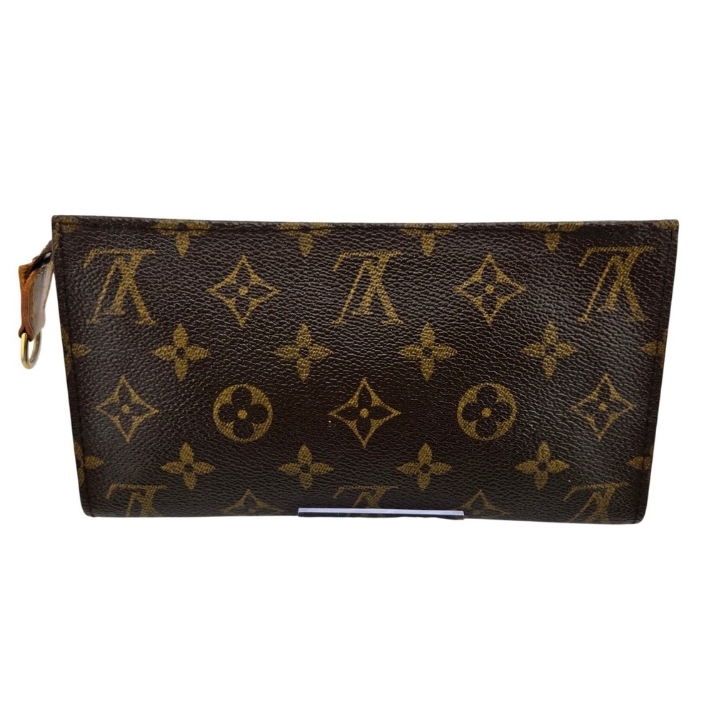 Louis Vuitton Monogram Pouch Brown Coated Canvas Zip Clutch Made in France - Picture 2 of 10